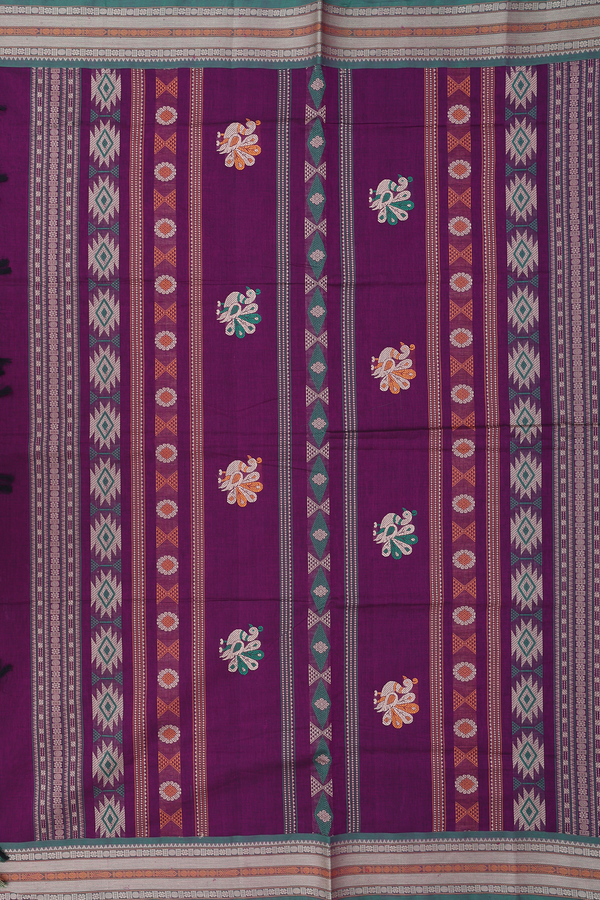 Coimbatore Cotton Saree In Grape Purple With Threadwork Buttis