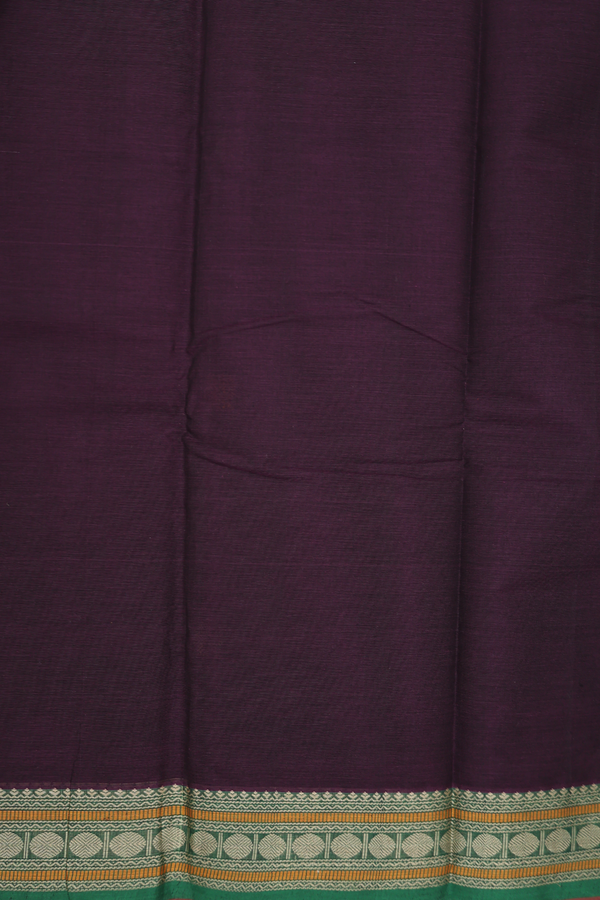 Kanchi Cotton Saree In Deep Purple With Paisley Buttas