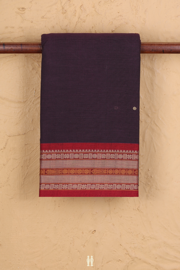 Kanchi Cotton Saree In Deep Purple With Threadwork Buttis