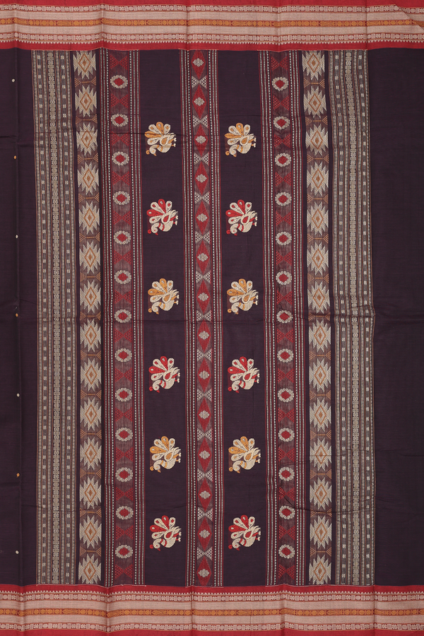 Kanchi Cotton Saree In Deep Purple With Threadwork Buttis