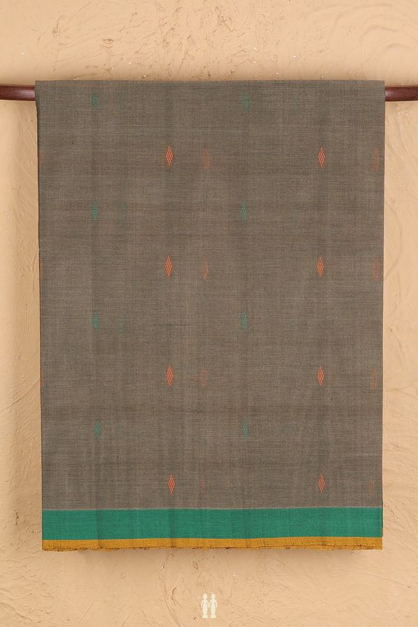 Coimbatore Cotton Saree In Cedar Brown With Threadwork Buttas