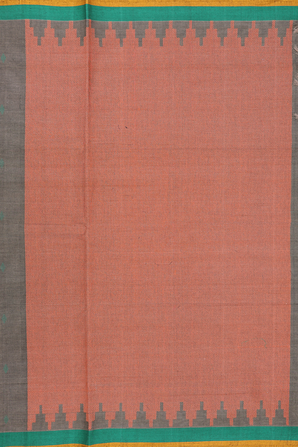 Coimbatore Cotton Saree In Cedar Brown With Threadwork Buttas