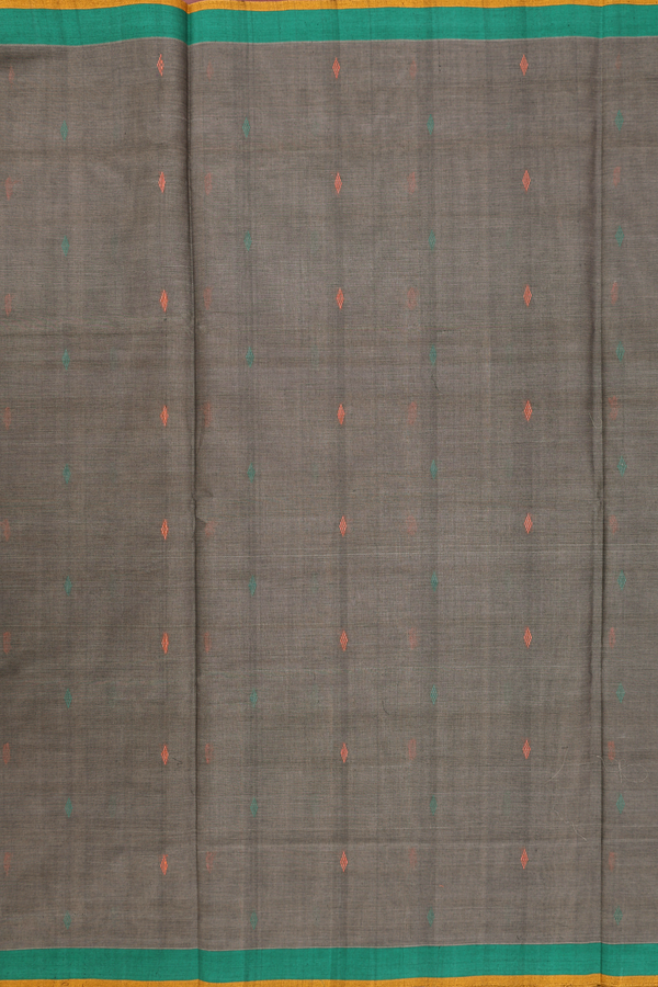 Coimbatore Cotton Saree In Cedar Brown With Threadwork Buttas