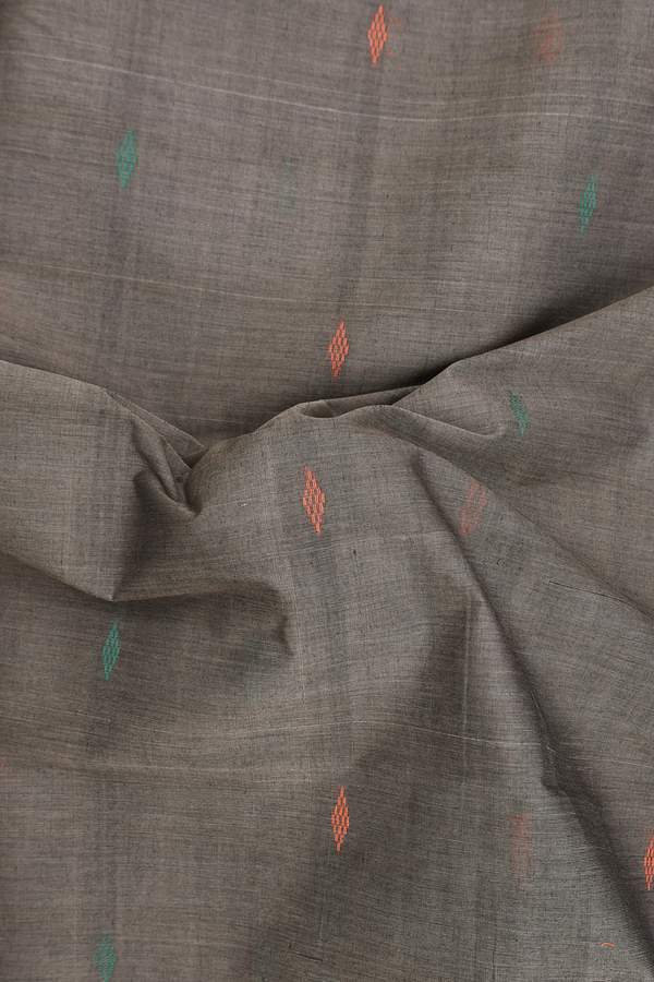 Coimbatore Cotton Saree In Cedar Brown With Threadwork Buttas