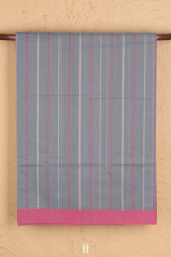 Coimbatore Cotton Saree In Grey With Stripes Design