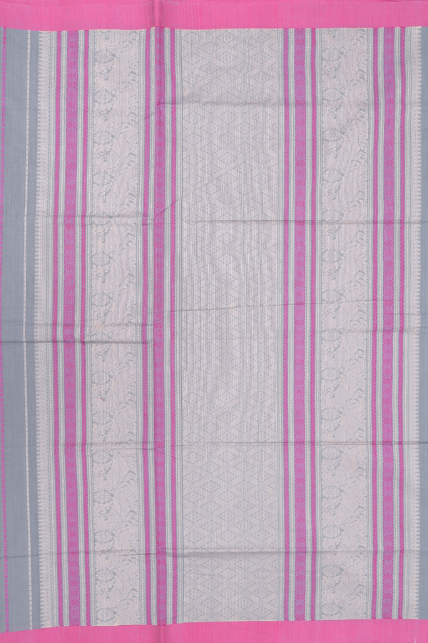Coimbatore Cotton Saree In Grey With Stripes Design