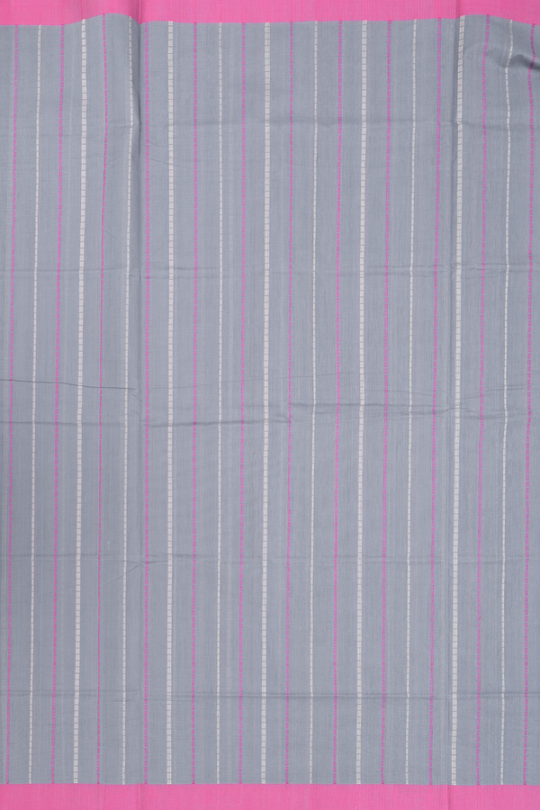 Coimbatore Cotton Saree In Grey With Stripes Design