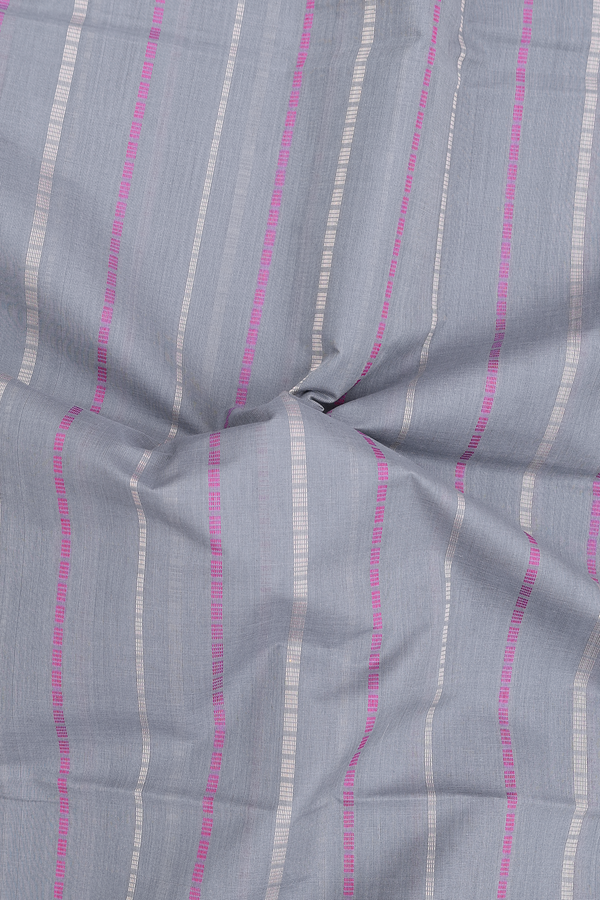 Coimbatore Cotton Saree In Grey With Stripes Design