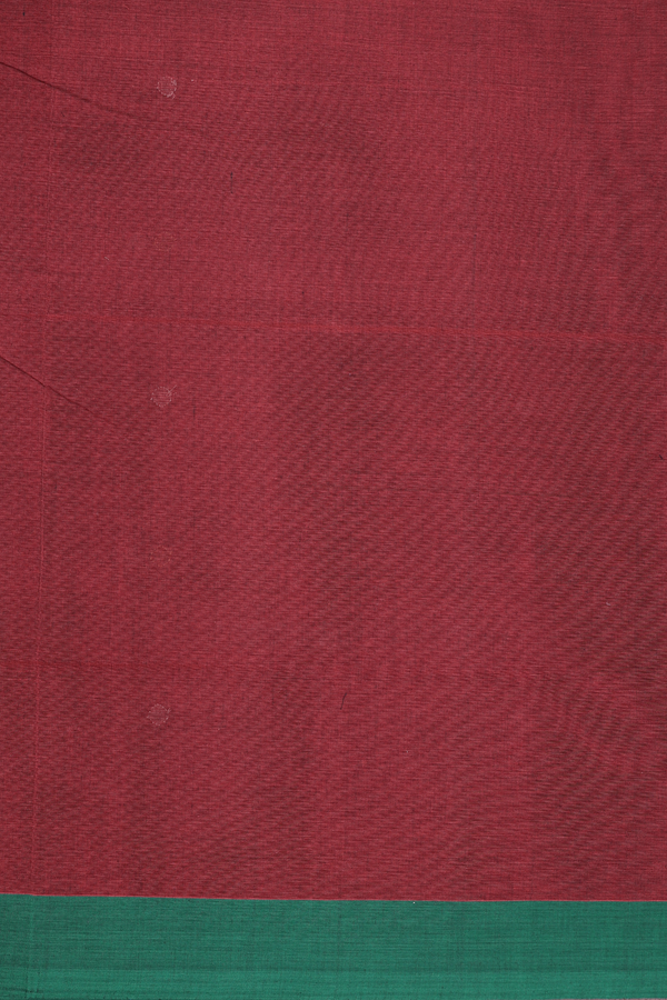 Coimbatore Cotton Saree In Rust Red With Threadwork Buttas