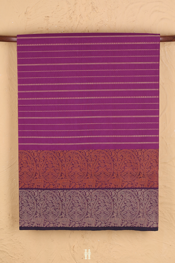 Coimbatore Cotton Saree In Purple With Stripes Design