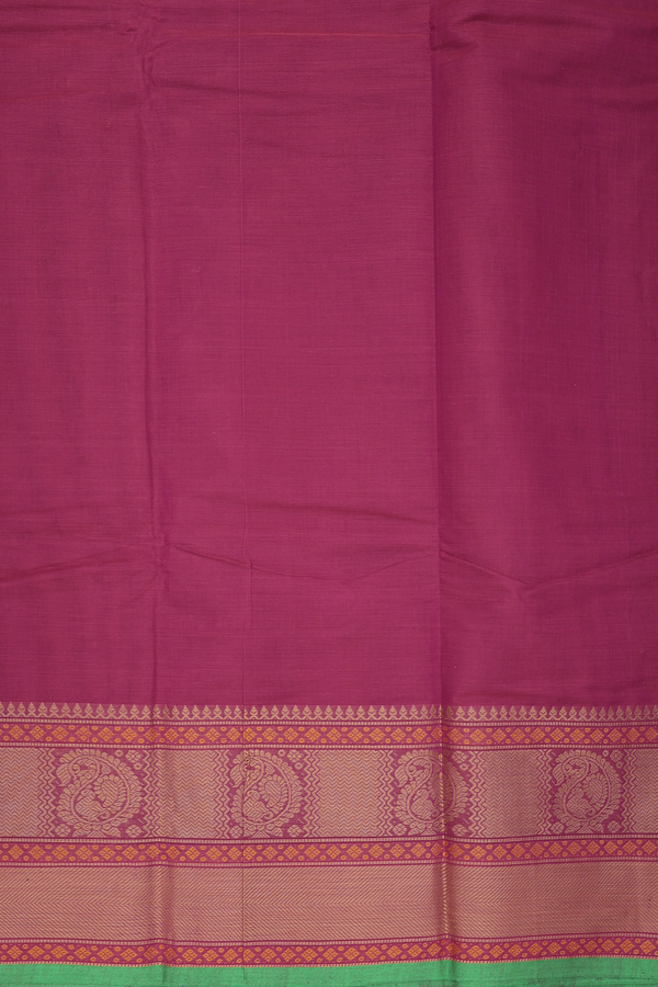 Coimbatore Cotton Saree In Berry Purple With Paisley Buttas
