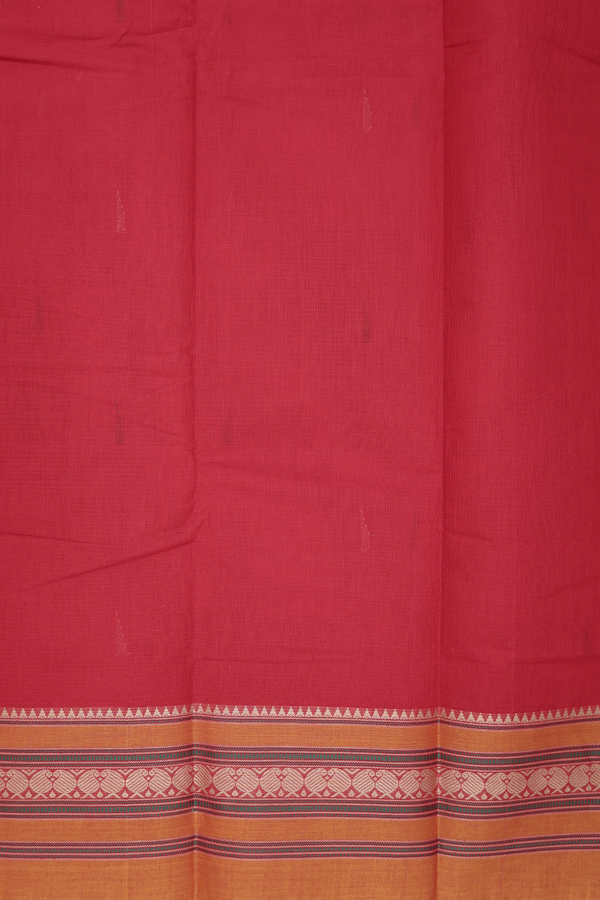 Coimbatore Cotton Saree In Red With Threadwork Buttas