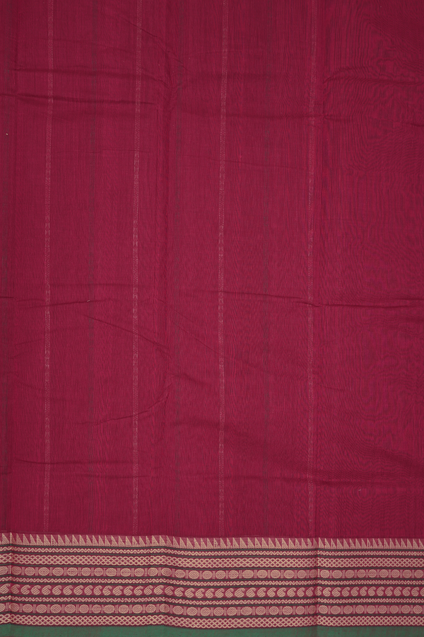 Coimbatore Cotton Saree In Rose Red With Stripes Design