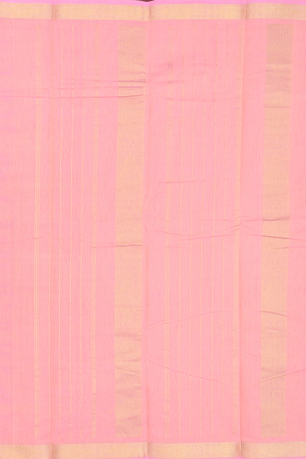 Kanchi Cotton Saree In Peach Pink With Zari Border