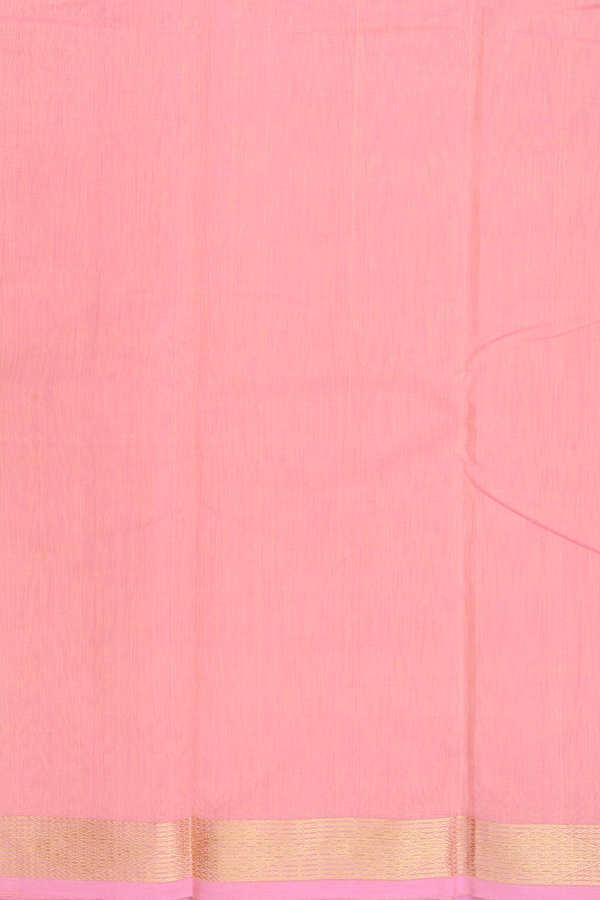 Kanchi Cotton Saree In Peach Pink With Zari Border