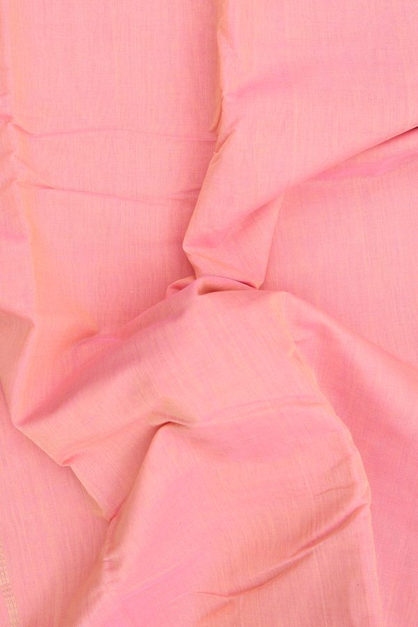 Kanchi Cotton Saree In Peach Pink With Zari Border