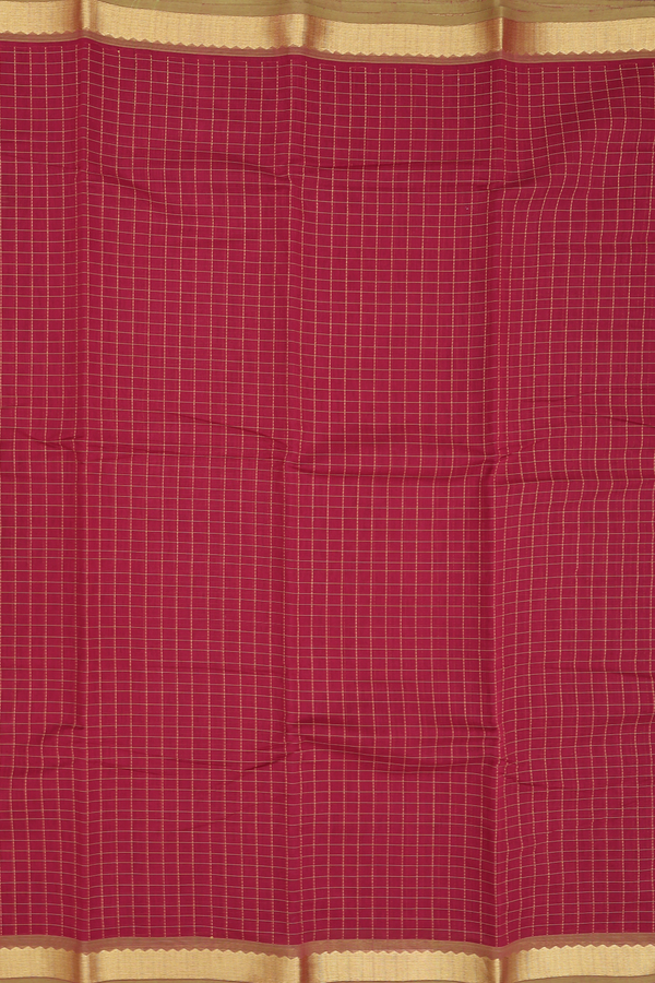 Kanchi Cotton Saree In Red With Checks Design