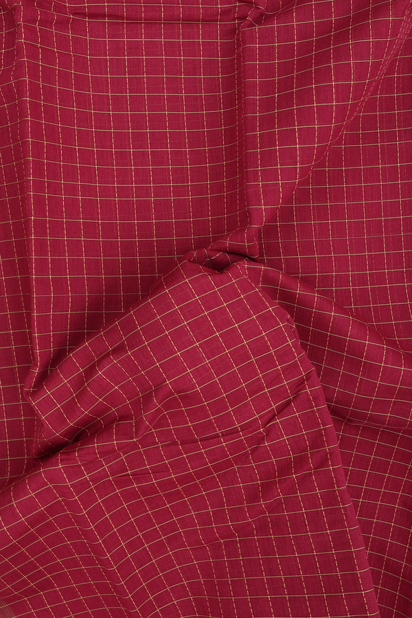 Kanchi Cotton Saree In Red With Checks Design