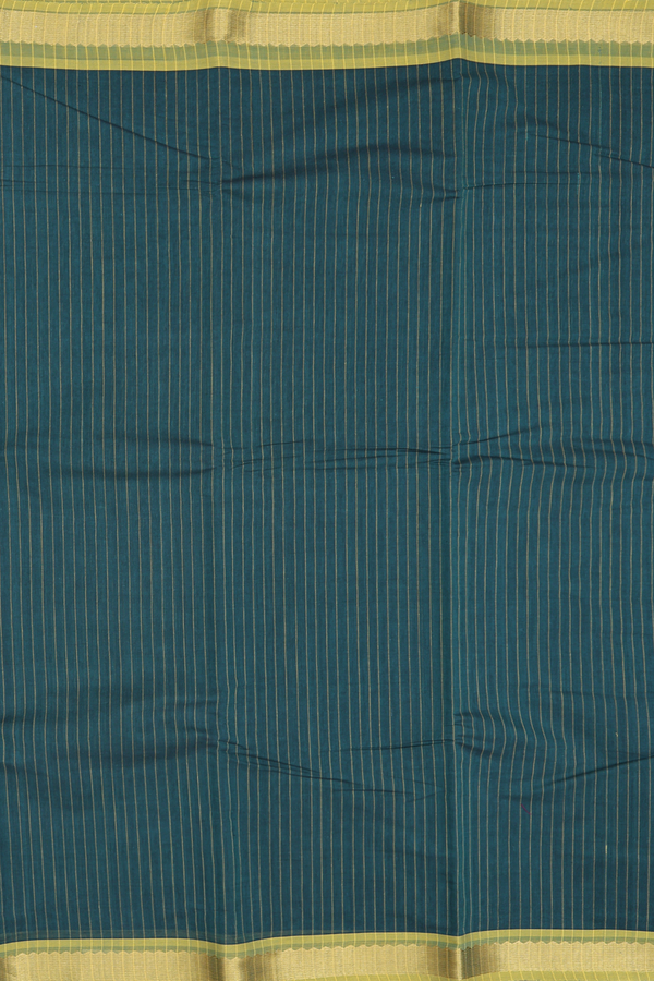Kanchi Cotton Saree In Forest Green With Stripes Design