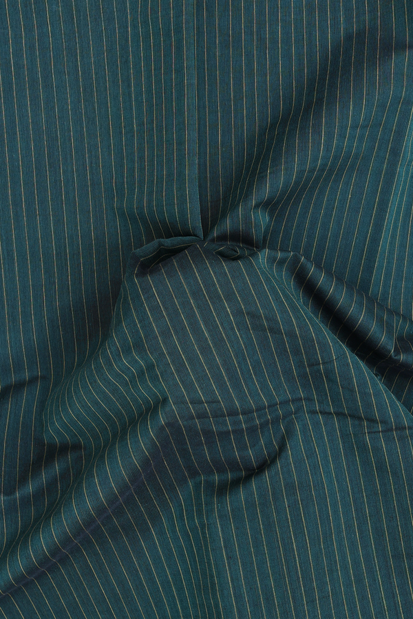 Kanchi Cotton Saree In Forest Green With Stripes Design