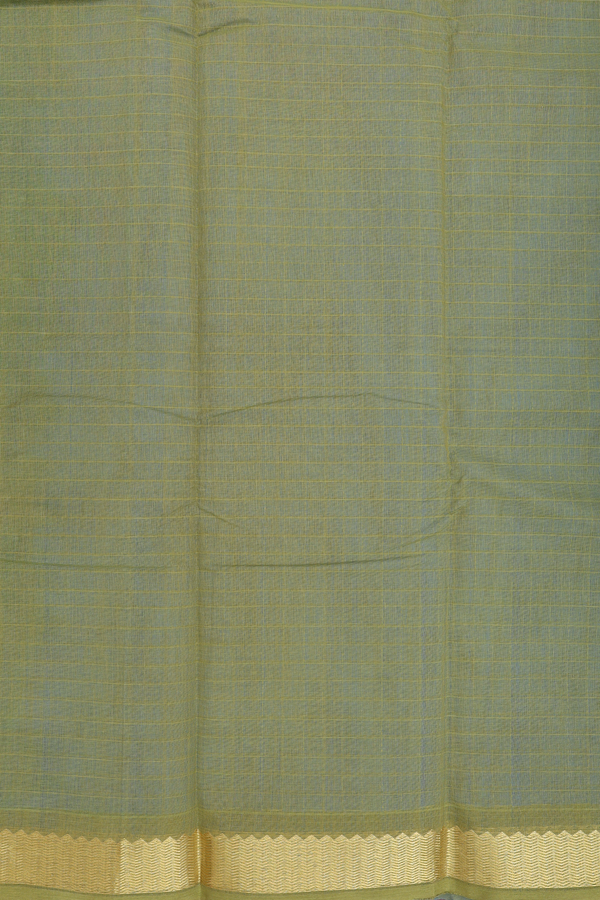 Kanchi Cotton Saree In Deep Sky Blue With Checks Design