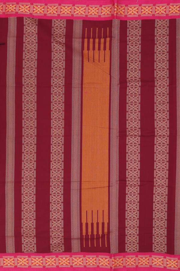 Coimbatore Cotton Saree In Ruby Red With Checks Design