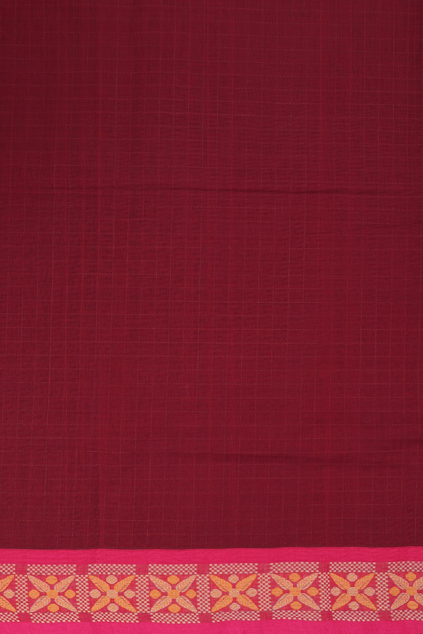 Coimbatore Cotton Saree In Ruby Red With Checks Design