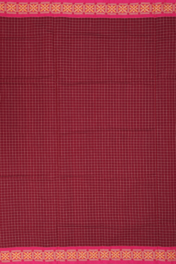 Coimbatore Cotton Saree In Ruby Red With Checks Design