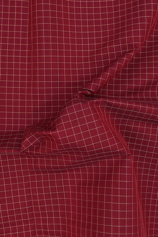 Coimbatore Cotton Saree In Ruby Red With Checks Design