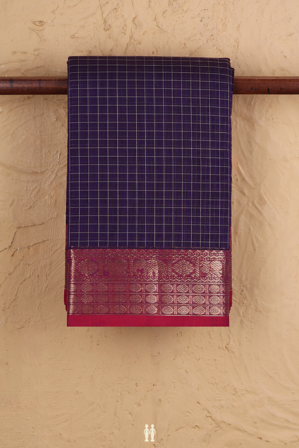 Coimbatore Cotton Saree In Purple With Checks Design