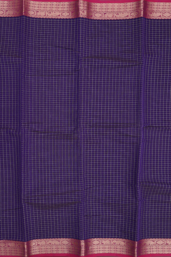 Coimbatore Cotton Saree In Purple With Checks Design