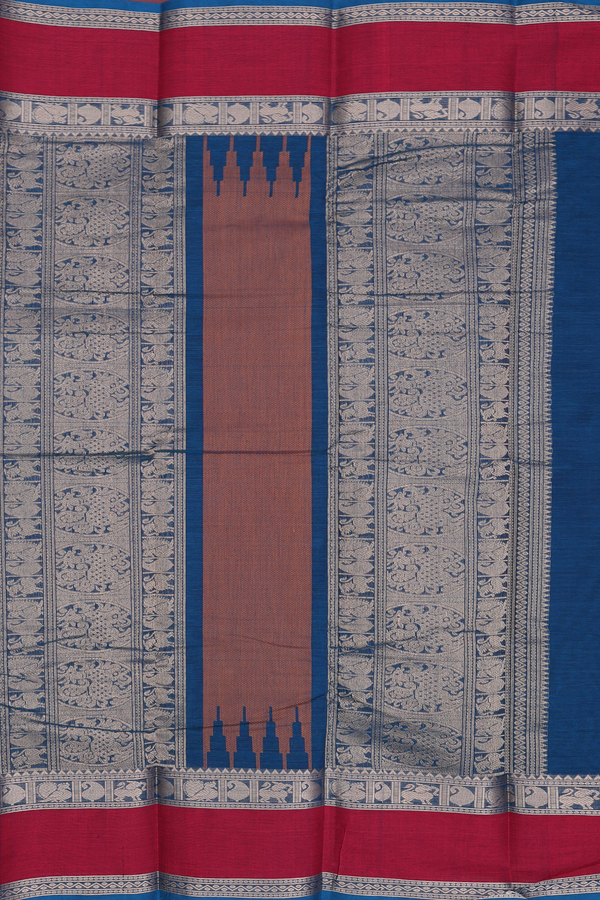 Coimbatore Cotton Saree In Blue With Checks Design