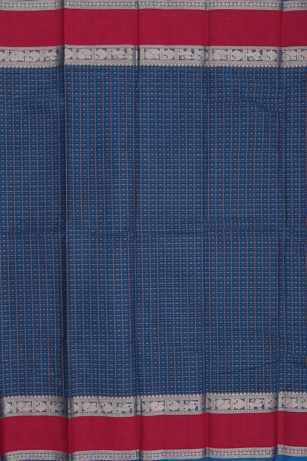 Coimbatore Cotton Saree In Blue With Checks Design