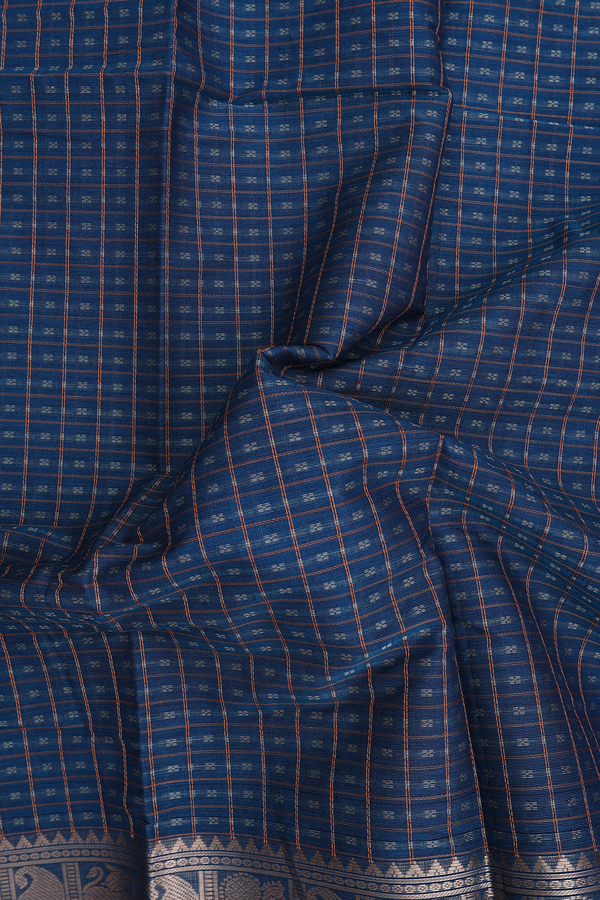 Coimbatore Cotton Saree In Blue With Checks Design