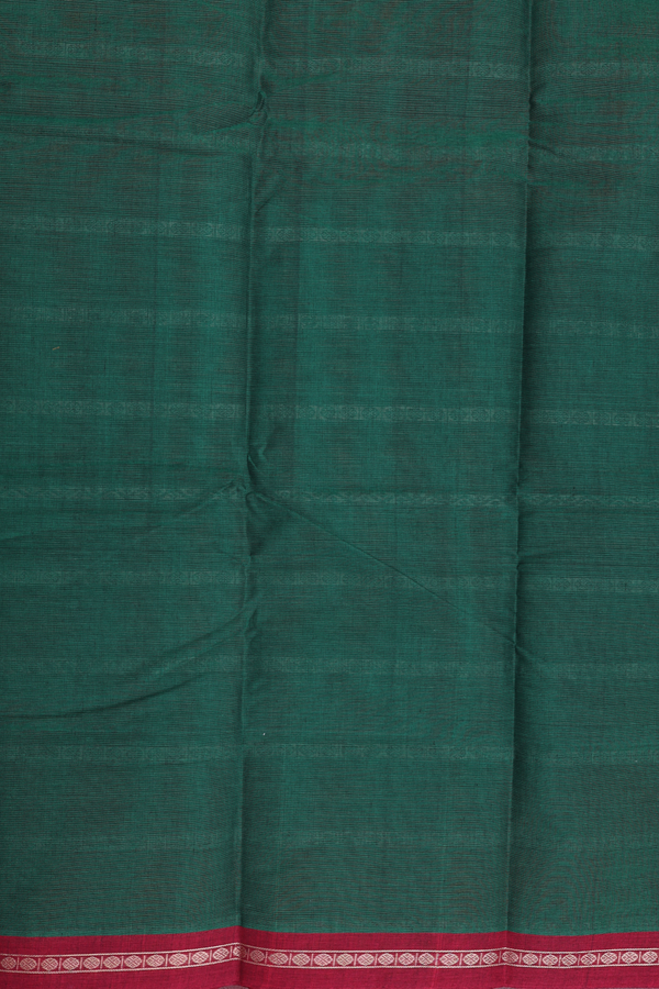 Coimbatore Cotton Saree In Forest Green With Stripes Design