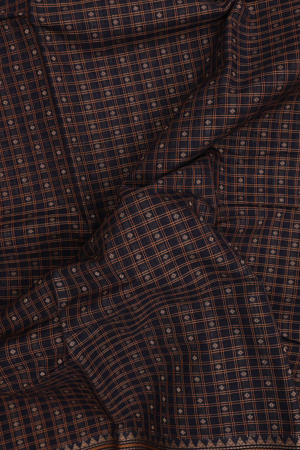 Coimbatore Cotton Saree In Black With Checks Design