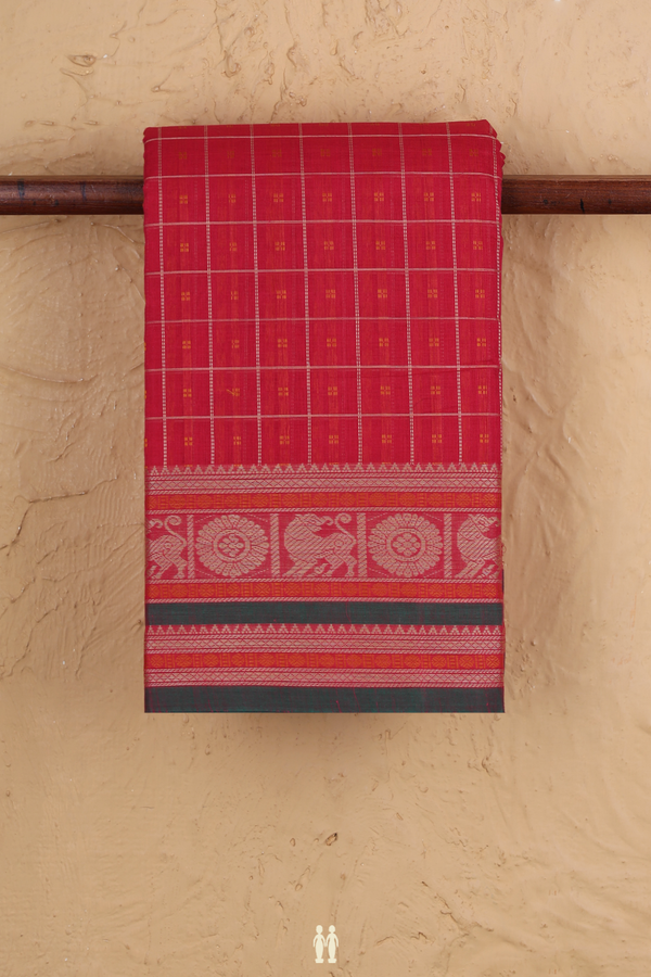 Coimbatore Cotton Saree In Pink With Checks Design