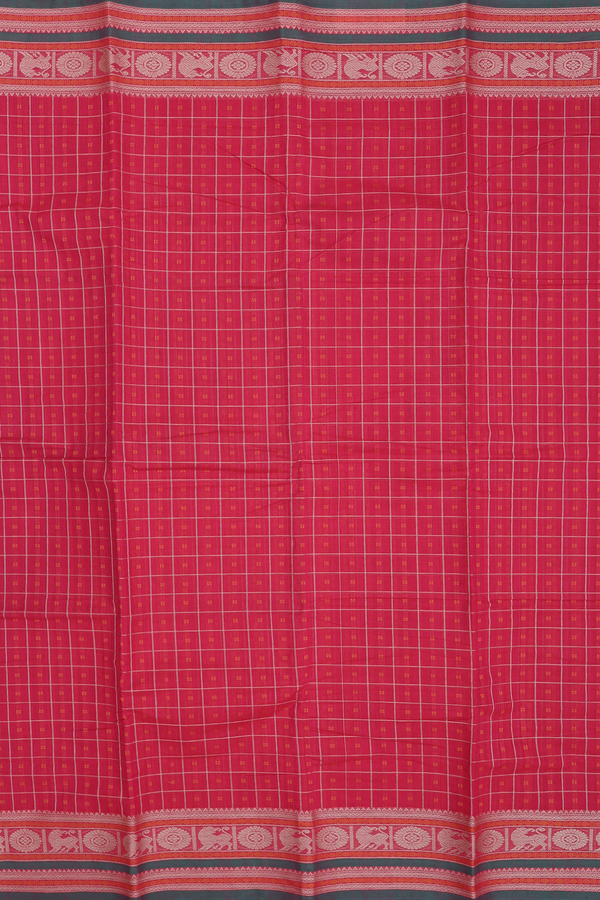 Coimbatore Cotton Saree In Pink With Checks Design