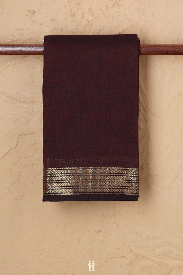 Kanchi Cotton Saree In Coffee Brown With Zari Border