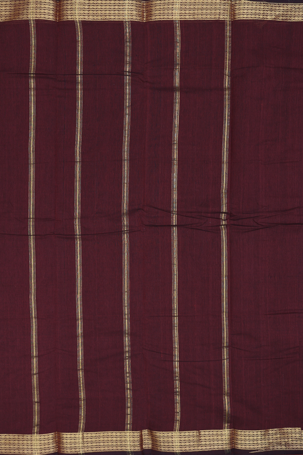 Kanchi Cotton Saree In Coffee Brown With Zari Border
