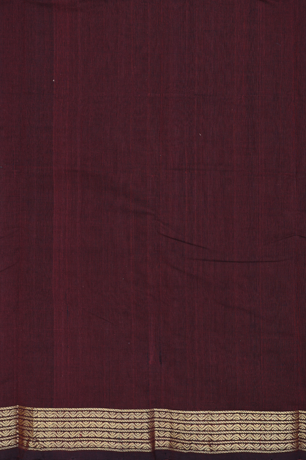 Kanchi Cotton Saree In Coffee Brown With Zari Border
