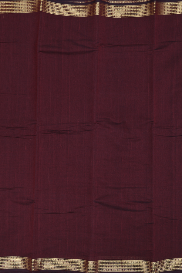 Kanchi Cotton Saree In Coffee Brown With Zari Border