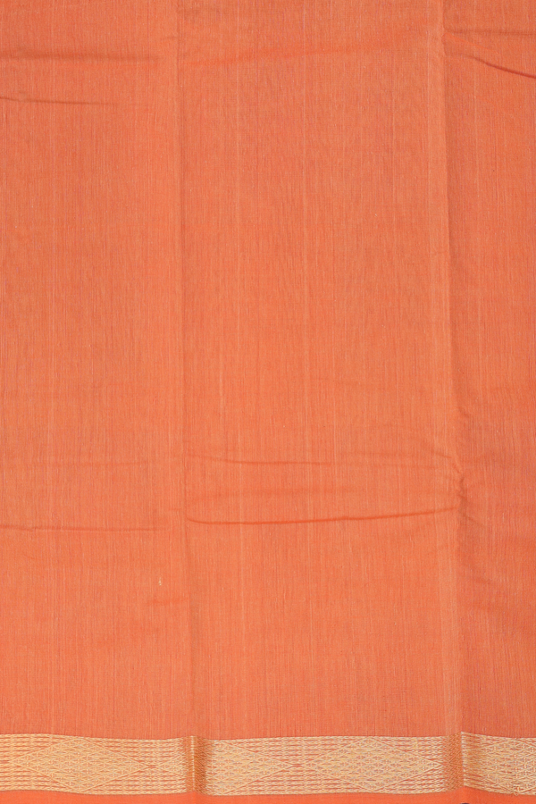 Kanchi Cotton Saree In Orange With Zari Border