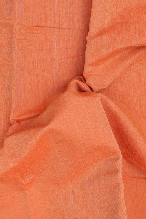 Kanchi Cotton Saree In Orange With Zari Border