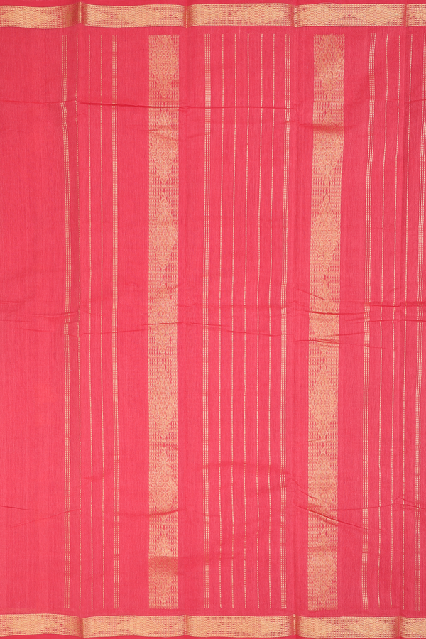 Kanchi Cotton Saree In Light Red With Zari Border