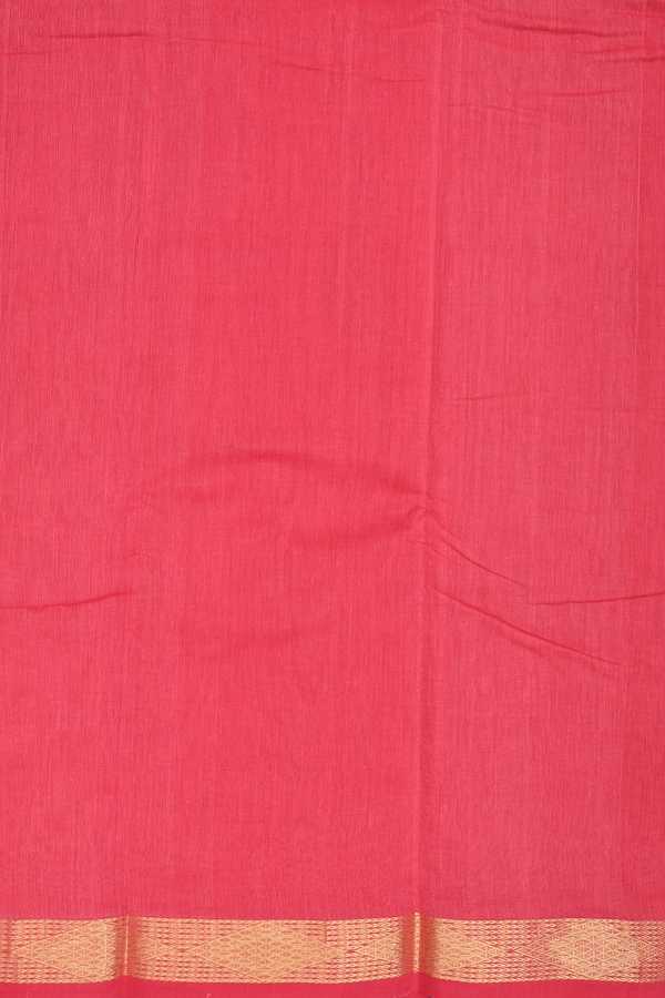 Kanchi Cotton Saree In Light Red With Zari Border