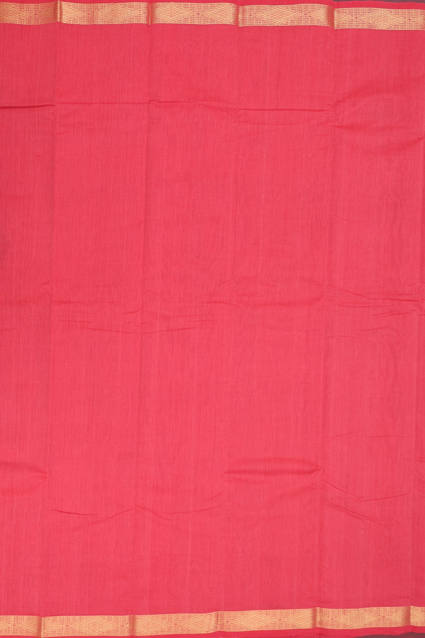 Kanchi Cotton Saree In Light Red With Zari Border