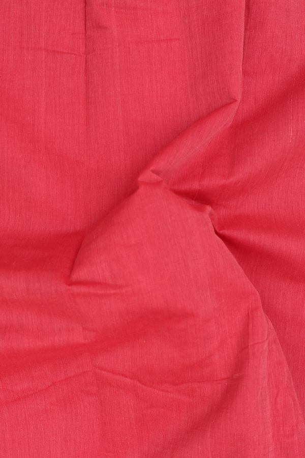 Kanchi Cotton Saree In Light Red With Zari Border