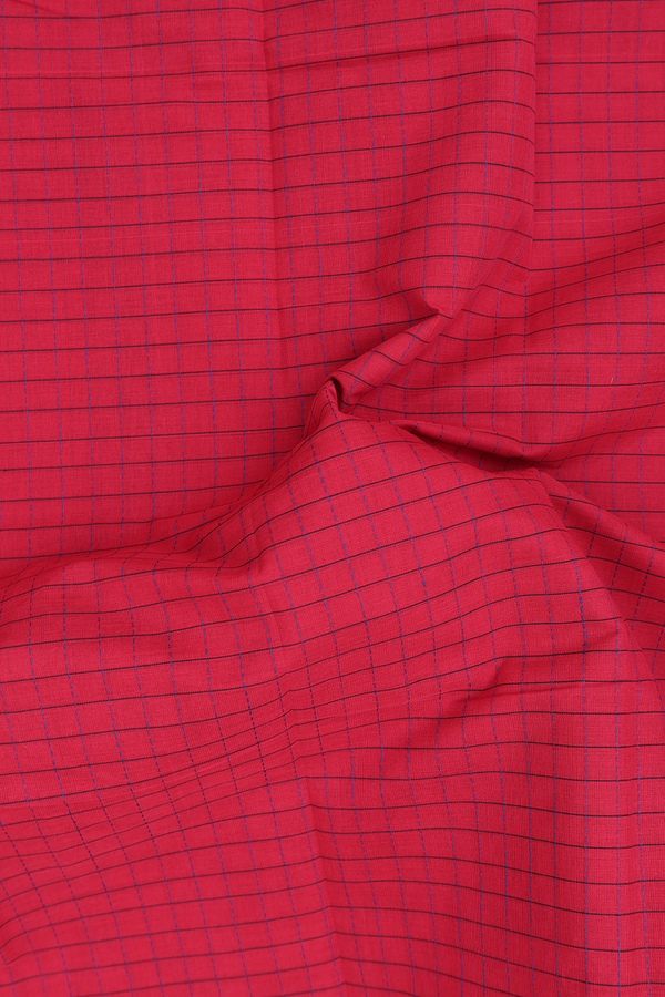 Kanchi Cotton Saree In Red With Checks Design
