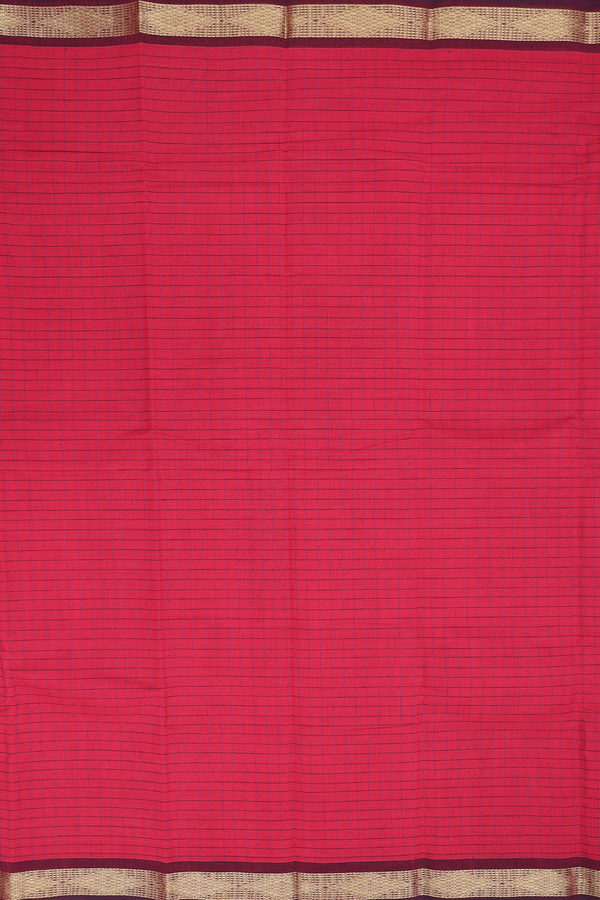 Kanchi Cotton Saree In Red With Checks Design